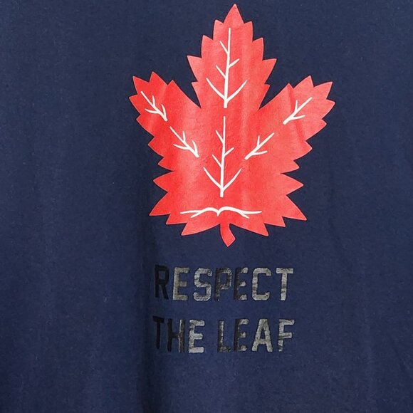 Gildan Heavy Cotton Navy Blue Respect the Leaf with Red Maple Leaf Motif Tee XL - Picture 2 of 16